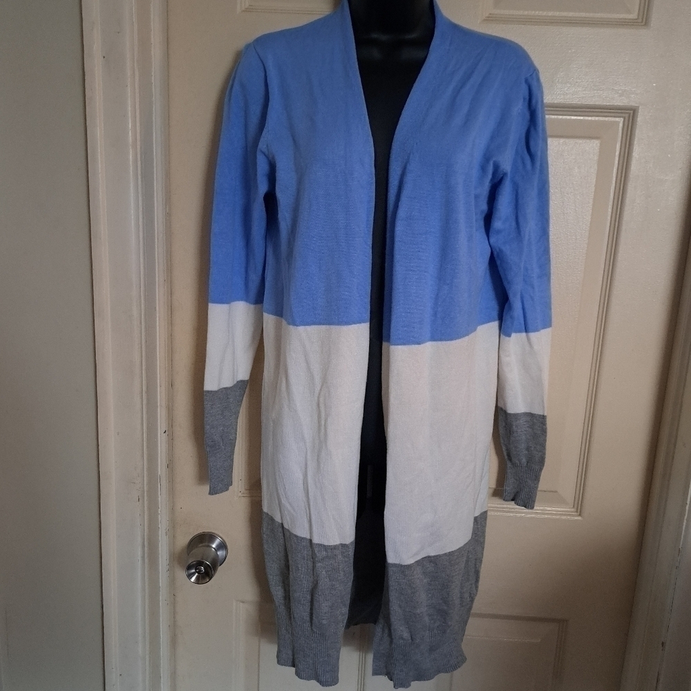 Blue white and gray long cardigan size  XS A-16